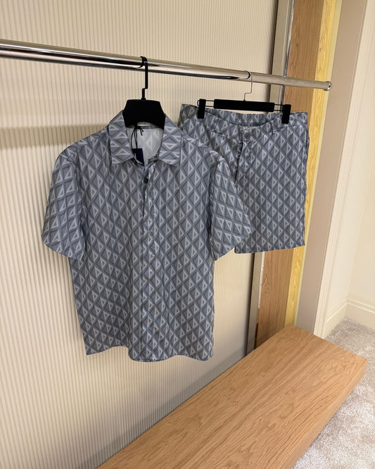 Dior Oblique Pattern Co-ord Set – Shirt & Shorts