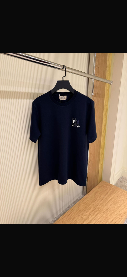 Hermès Geometric Motif T-Shirt – Navy Blue