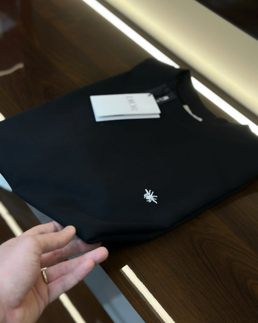 Dior Black T-Shirt with Embroidered Bee Logo