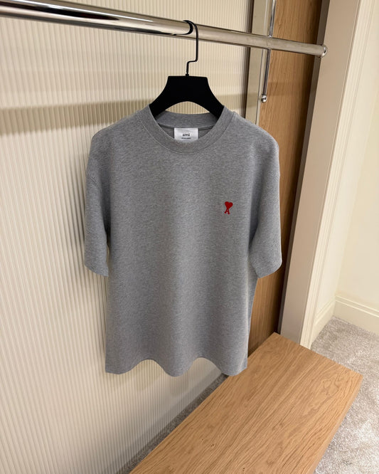 AMI Paris De Coeur Logo T-Shirt – Grey Marl