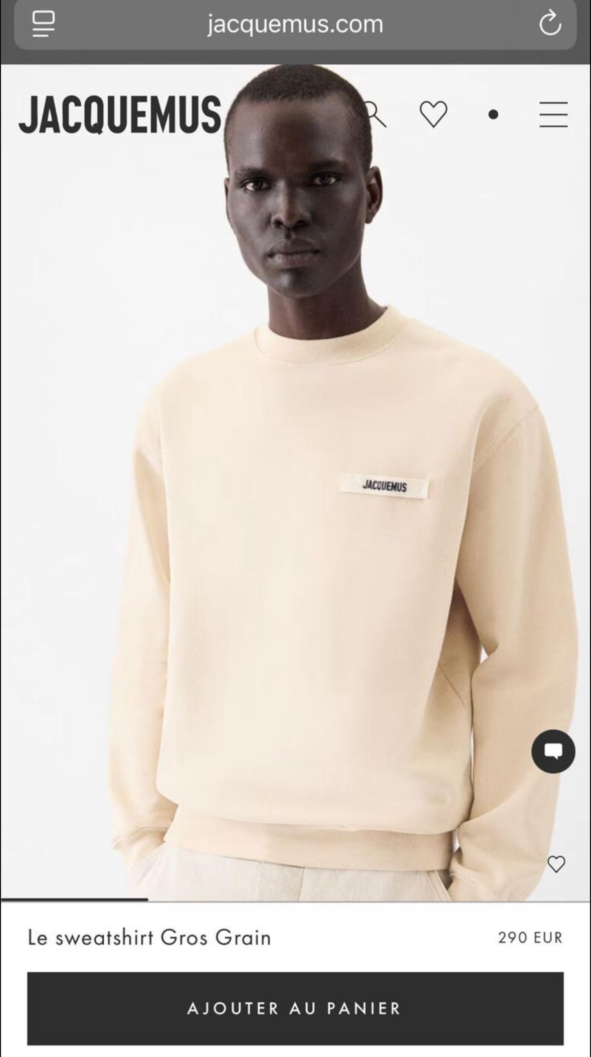 Jacquemus "Le Sweatshirt Gros Grain" in beige.