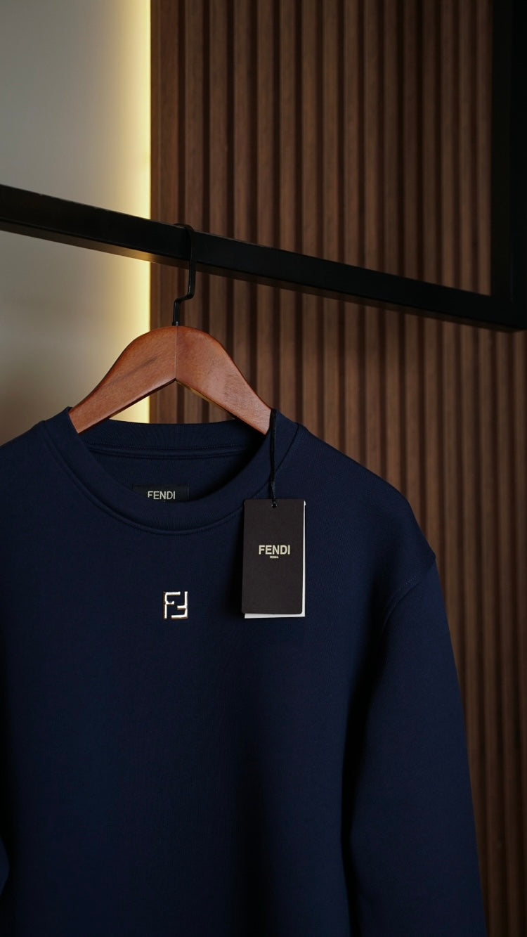 Navy Blue Minimalist Sweatshirt on Wooden Hanger - CBLACK