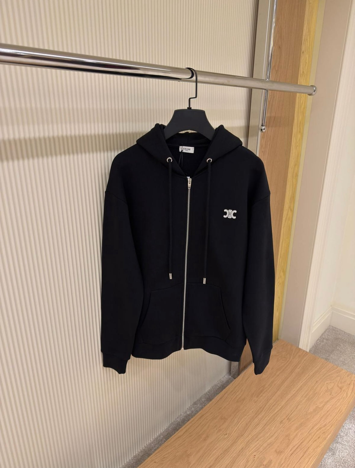 Celine Triomphe Loose Zipped Hoodie in Cotton and Cashmere