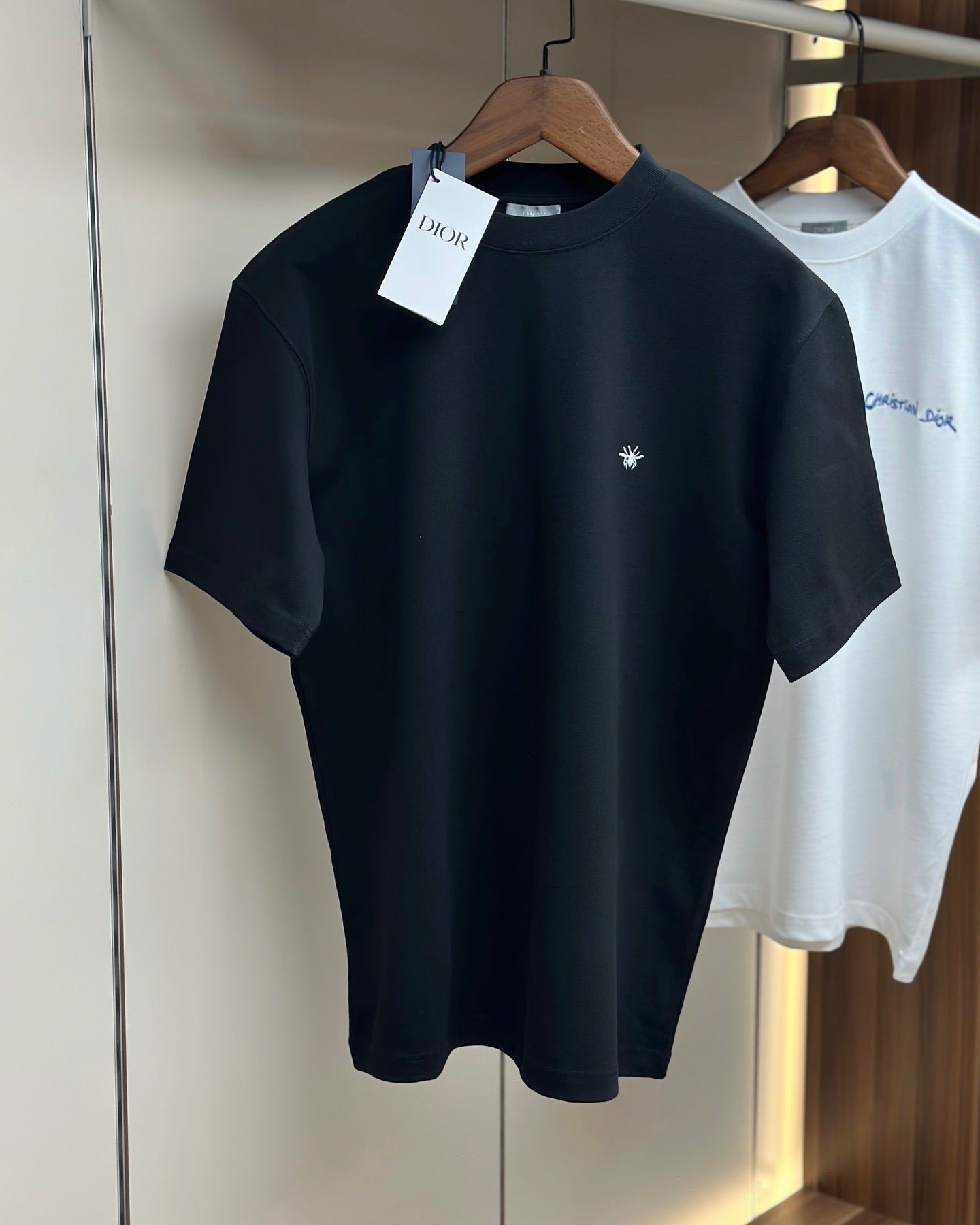 Dior Black T-Shirt with Embroidered Bee Logo