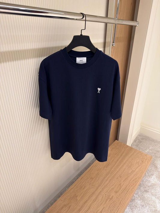 AMI Paris De Coeur Logo T-Shirt – Navy Blue