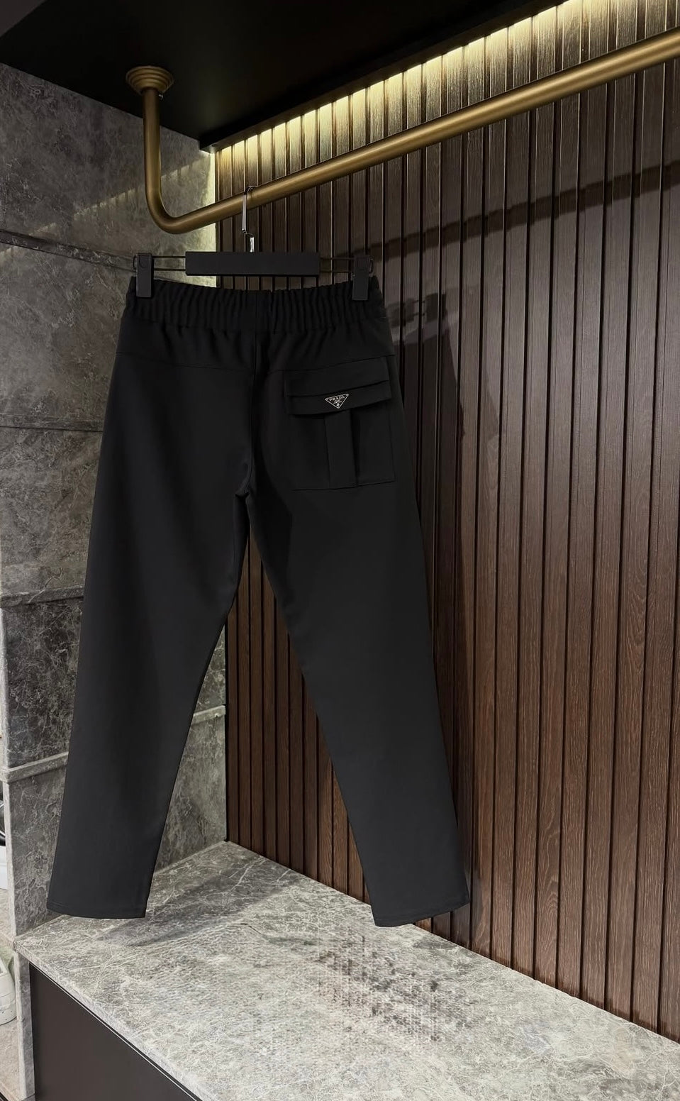 Prada Black Technical Jogger Pants with Cargo Pocket & Logo Detailing