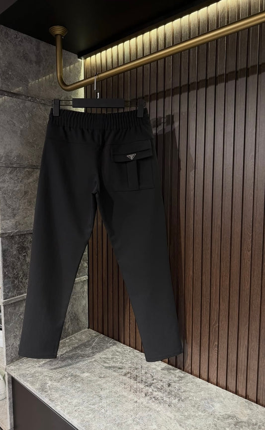 Prada Black Technical Jogger Pants with Cargo Pocket & Logo Detailing