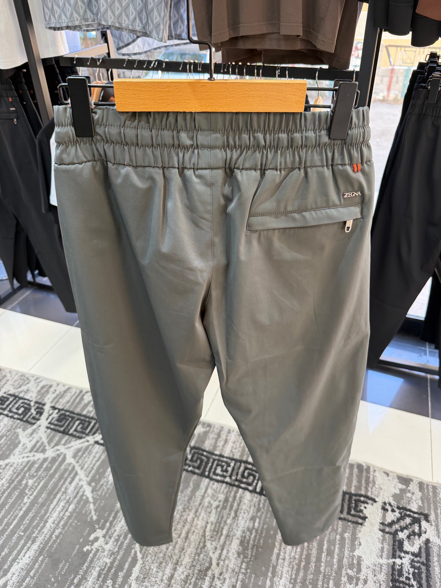 Zegna Technical Drawstring Pants – Olive Grey