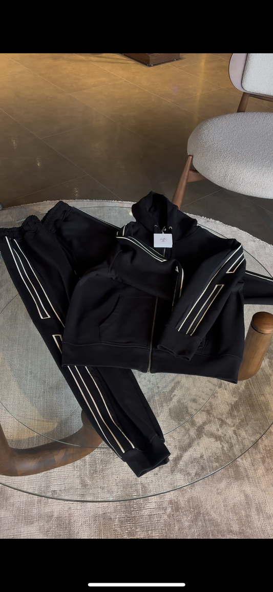 Run H Zipped Hooded Tracksuit Set
