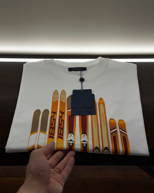 Louis Vuitton White “Since 1854” Ski Graphic T-Shirt