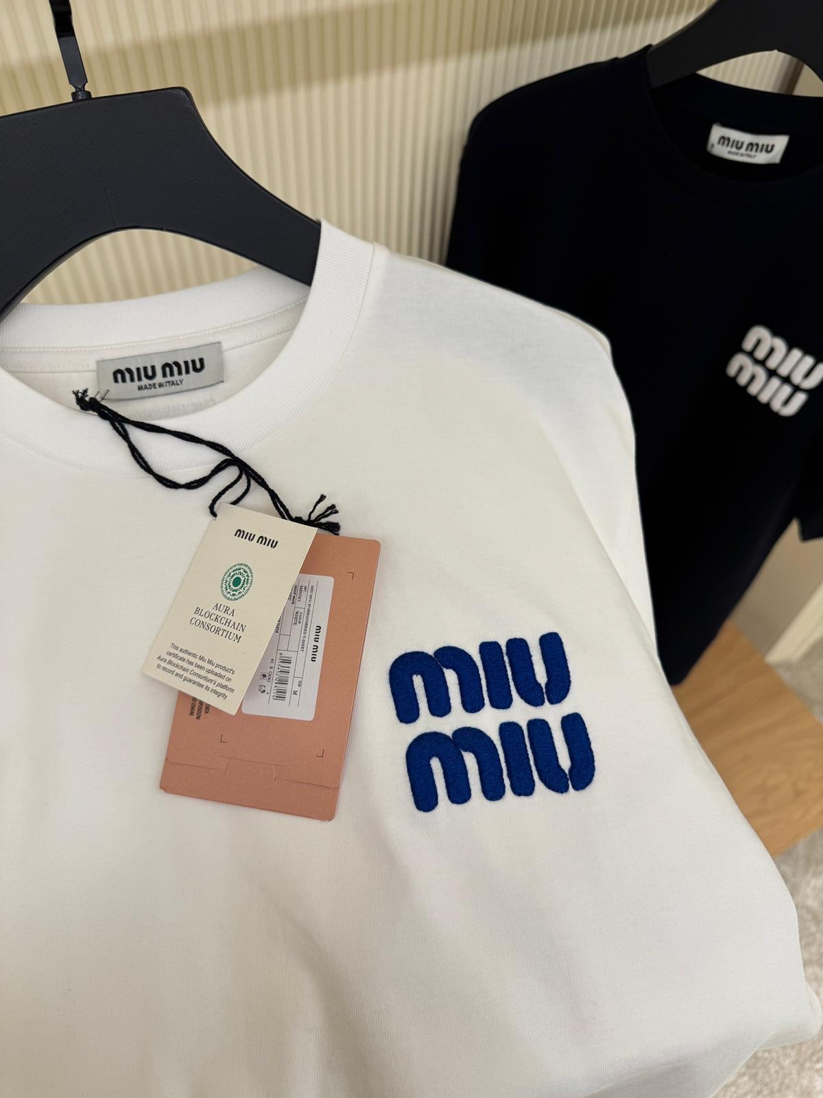 Miu Miu Embroidered Logo T-Shirt White