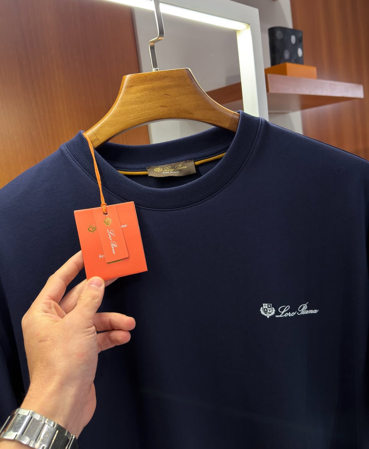 Classic Navy Logo T-Shirt by Loro Piana - CBLACK