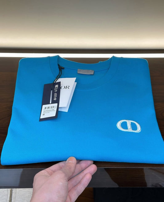 Dior Embroidered CD Icon T-Shirt – Sky Blue