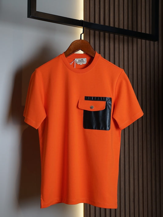 Hermès Orange Cotton T-Shirt with Contrast Pocket