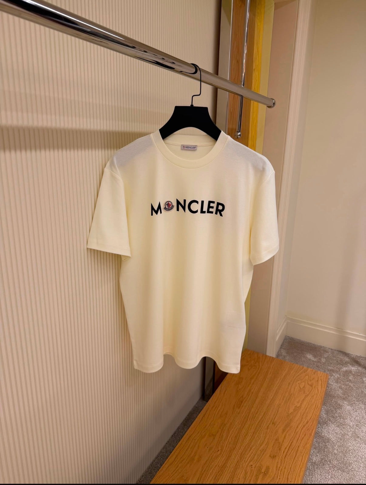 Moncler Classic Logo Print Off-White T-Shirt