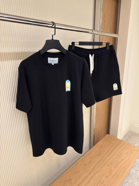 Casablanca Black Sunset Logo T-Shirt & Shorts Set