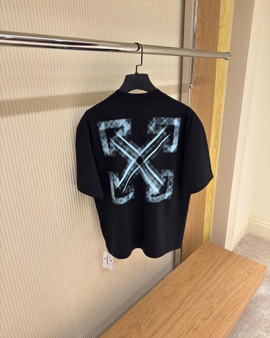 Off-White™ Black Polo Shirt with Spray Arrow Graphic (Oversize)