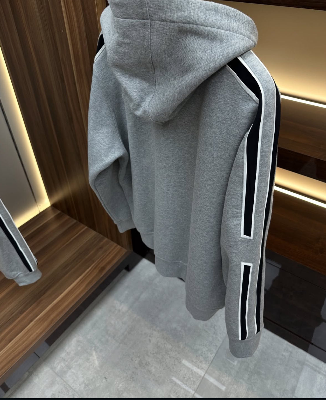 Hermes Sport Stripe Zip Hoodie – Grey - CBLACK