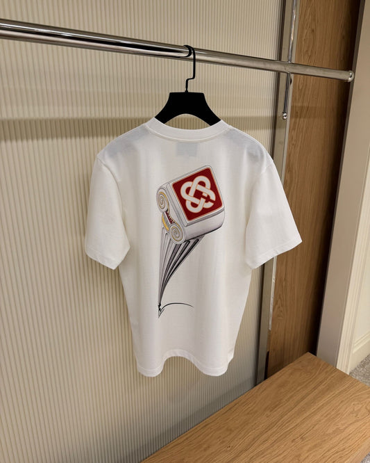 Casablanca whiteT-Shirt with Scroll Artwork Graphic