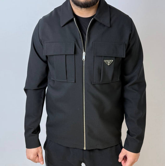 Prada Black Re-Nylon Jacket with Chest Pockets
