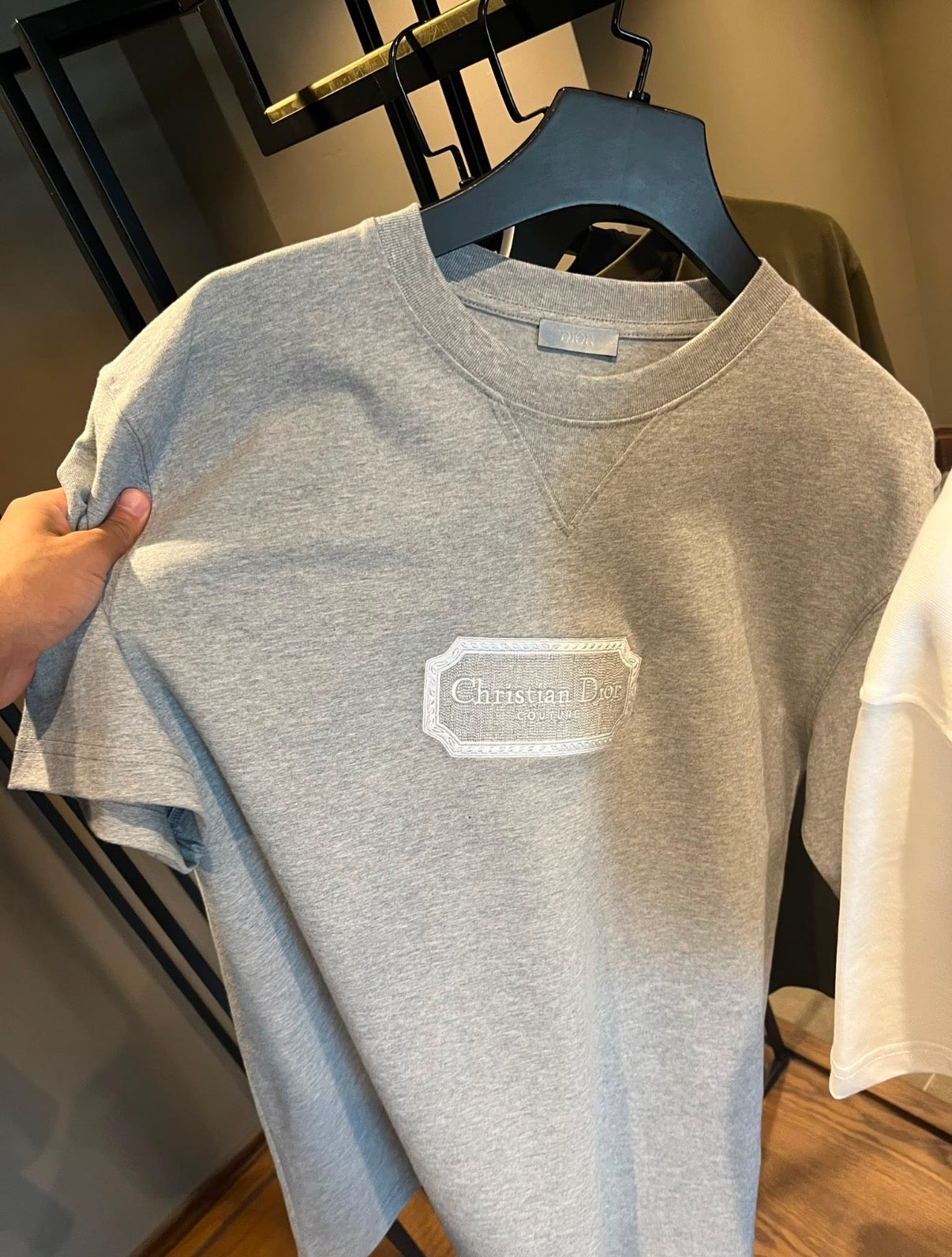 Christian Dior Grey Logo T-Shirt – Premium Cotton Crew Neck – Unisex