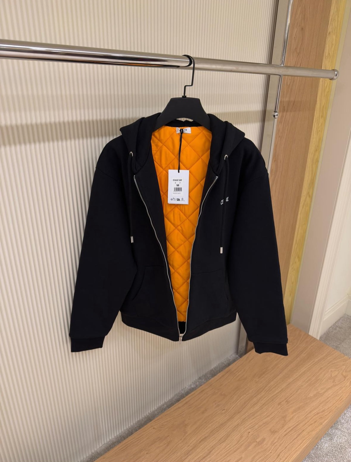 the CELINE Zipped Quilted Hoodie in Cotton Fleece.