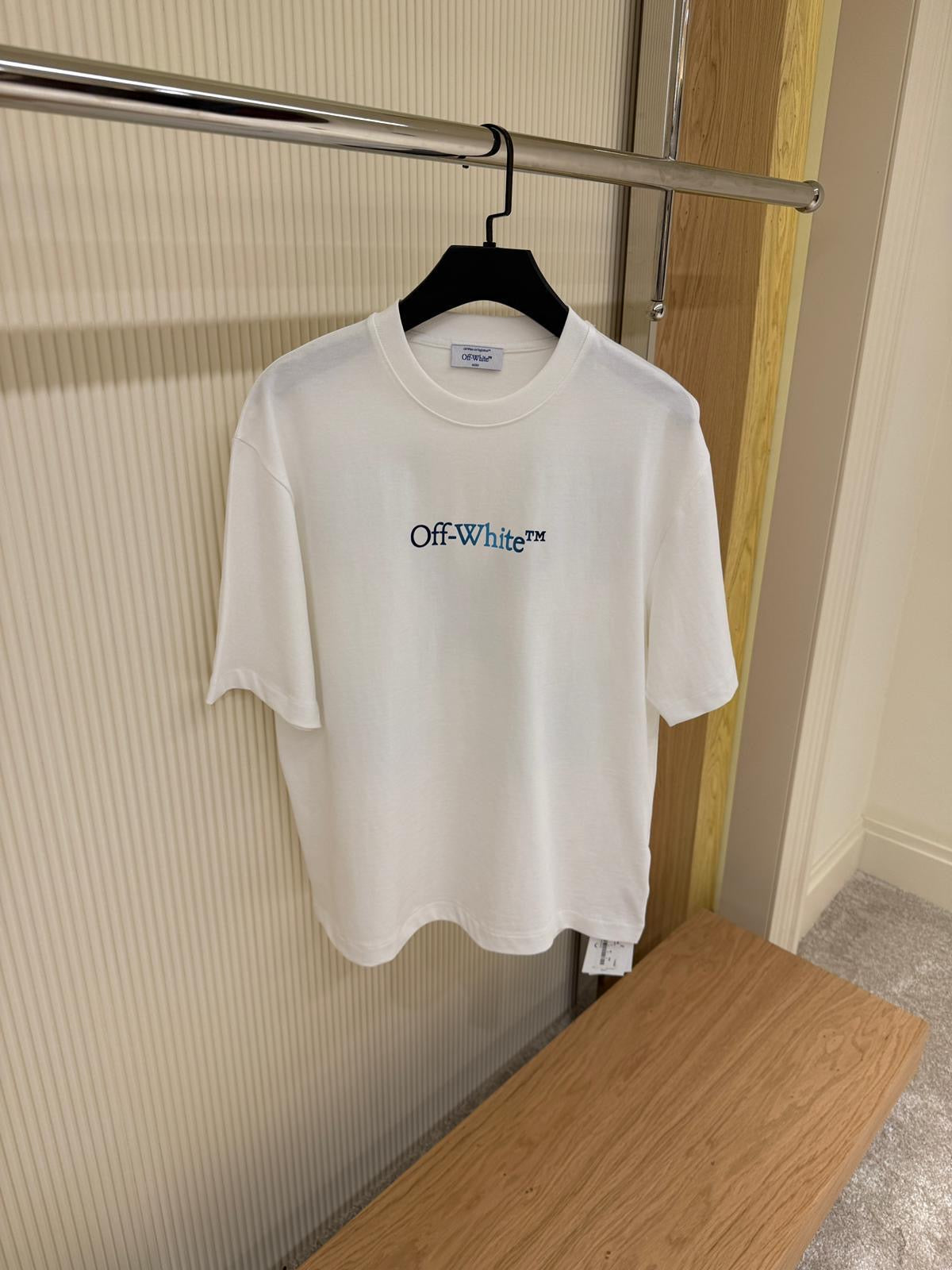 Off-White Gradient Arrows Logo Tee – White/Blue