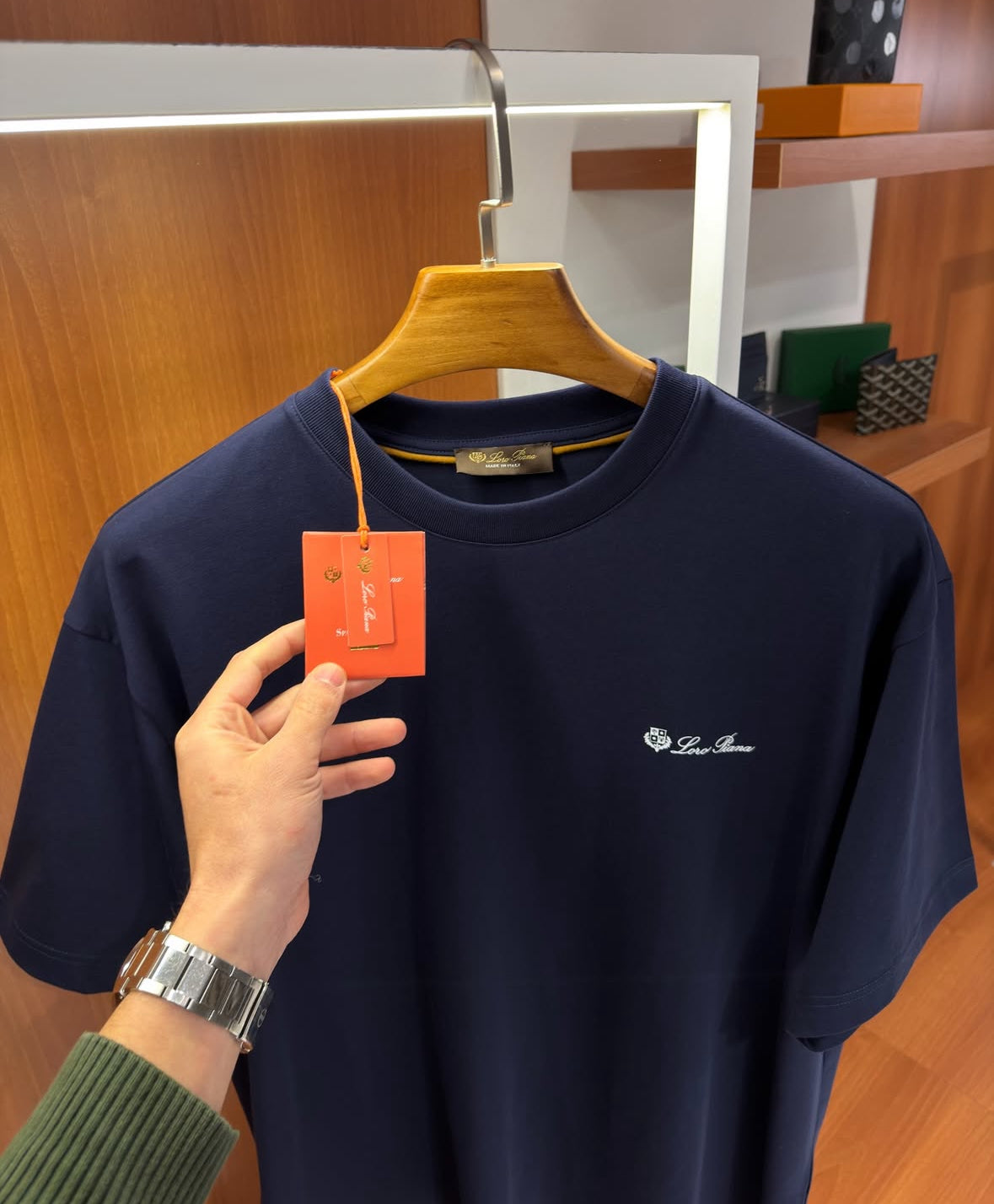 Classic Navy Logo T-Shirt by Loro Piana - CBLACK