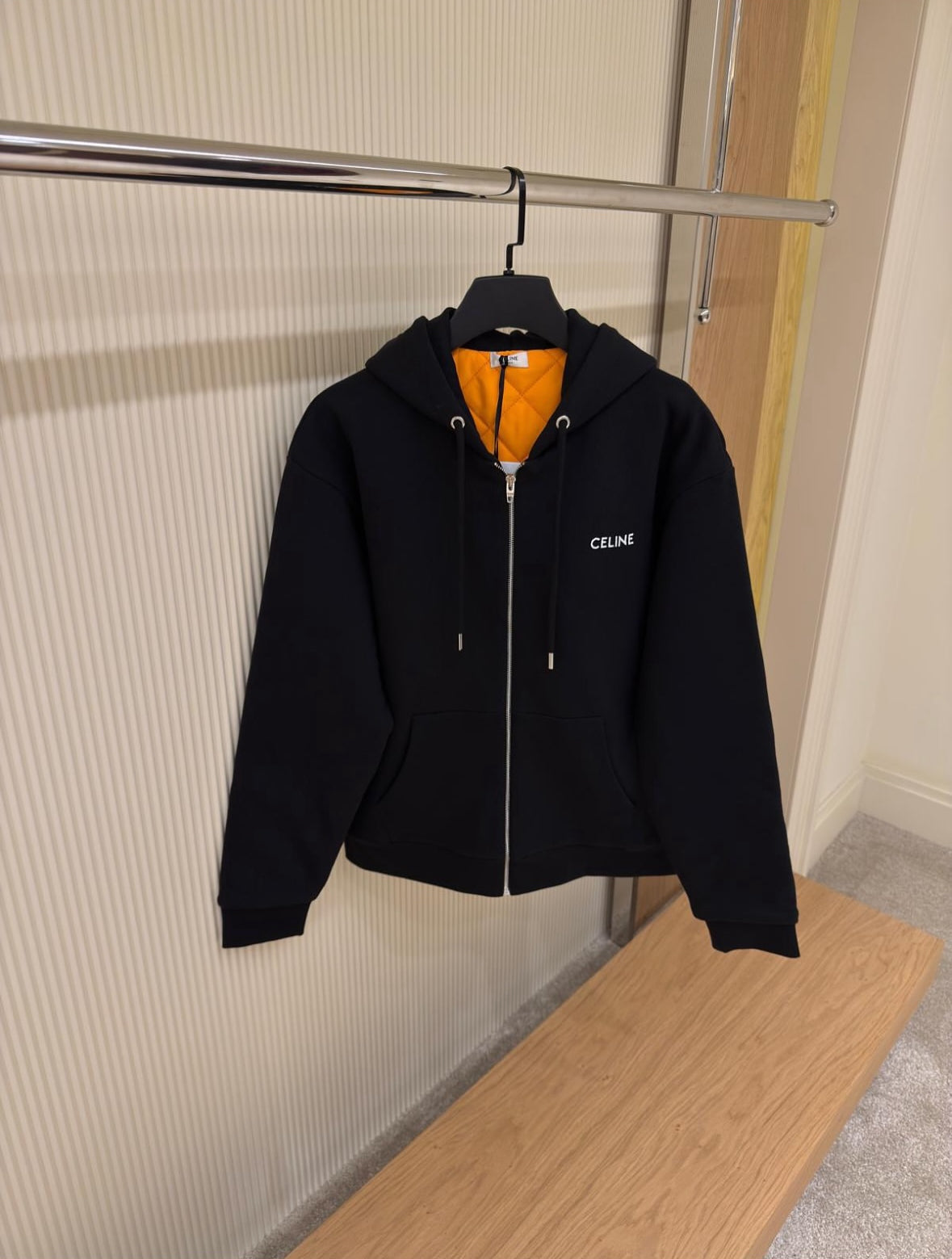 the CELINE Zipped Quilted Hoodie in Cotton Fleece.