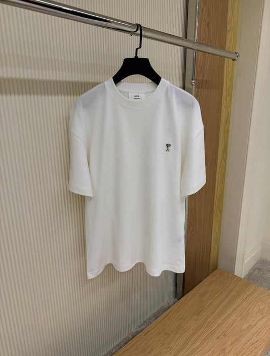 AMI Paris Heart Logo Cotton T-Shirt in White