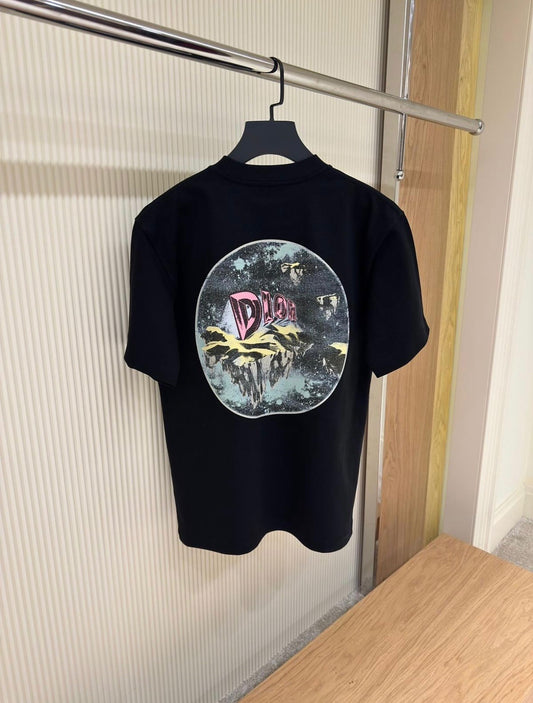 Dior Graphic Mountain Scene T-Shirt – Black