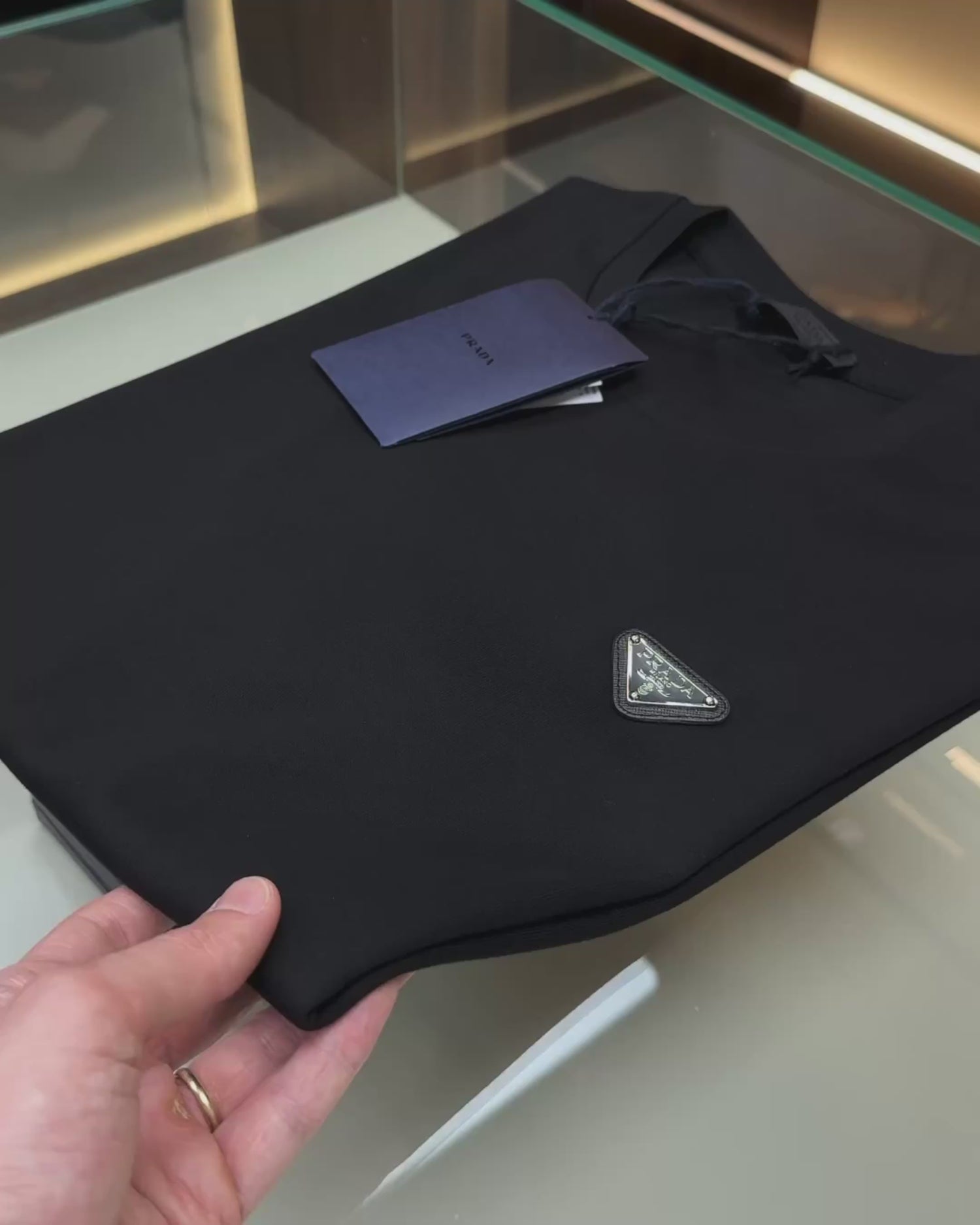 Prada Re-Nylon Black T-Shirt with Triangle Logo